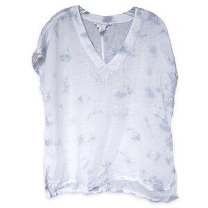 C &C Linen Top White Tie Dye Tee Sleeveless Oversizes Boxy Pullover Shirt